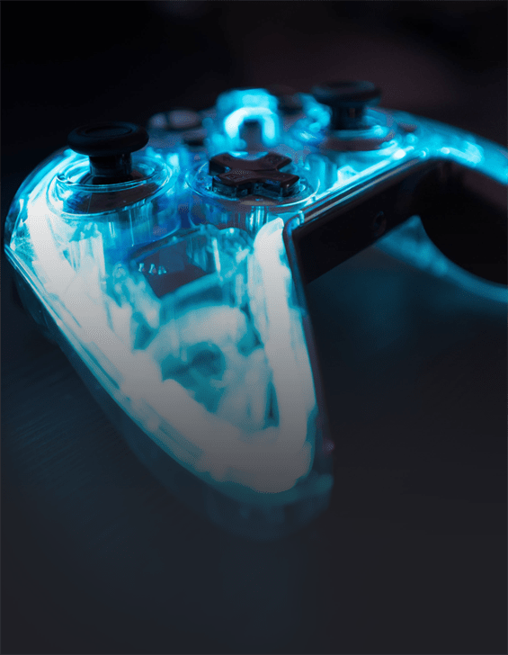 Gamepad lighting up blue